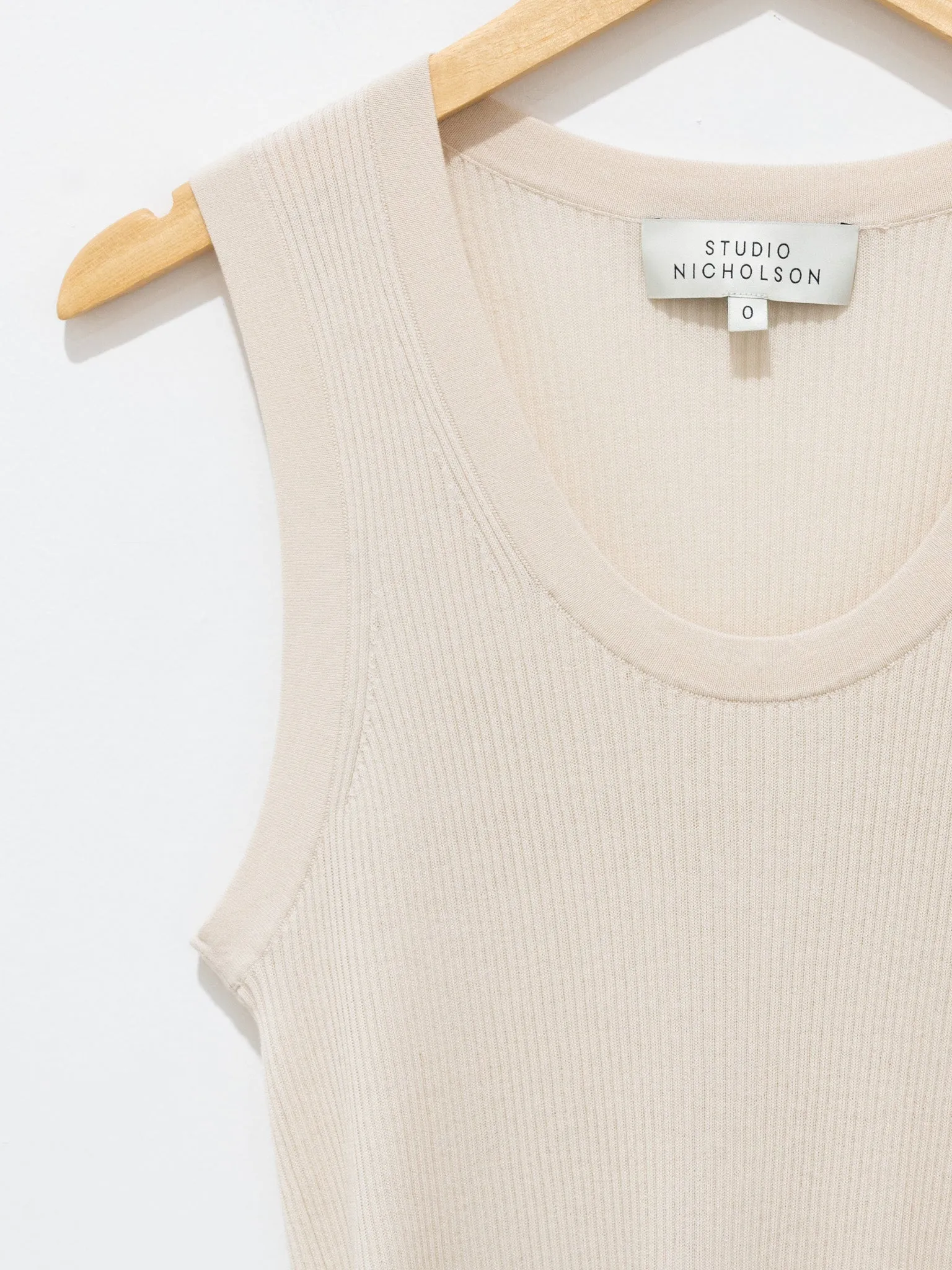 Rakko Fine Crepe Cotton Knit Tank - Oyster