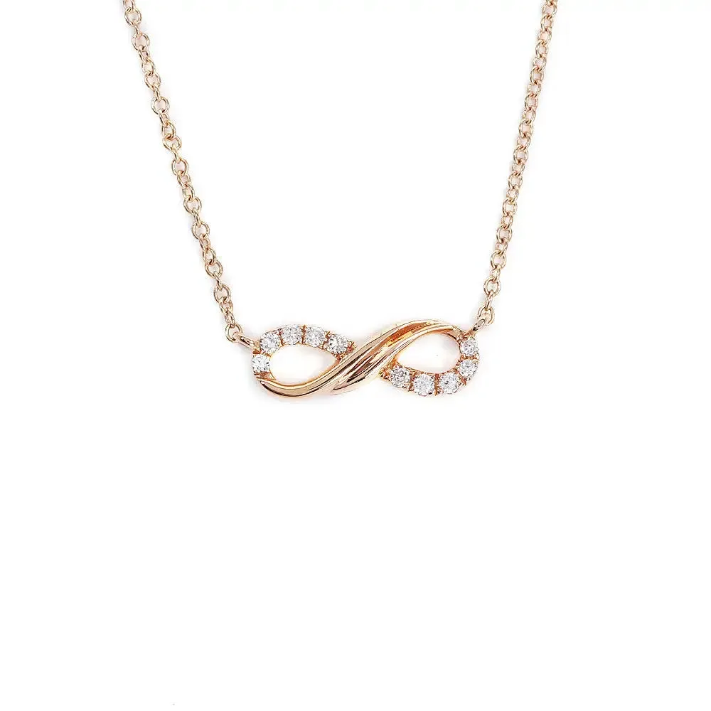 Ready Made | Brittany Kylie Infinity Shaped Lab Grown Diamond Necklace in 18K Rose Gold