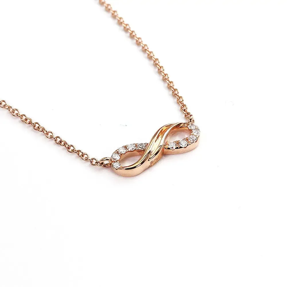 Ready Made | Brittany Kylie Infinity Shaped Lab Grown Diamond Necklace in 18K Rose Gold