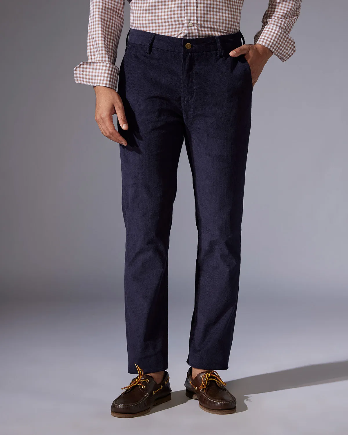 Regal Corduroy Stretch Chinos - Navy