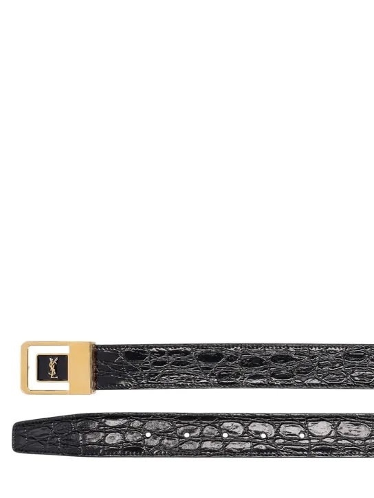 Saint Laurent   30mm Boucle La 66 embossed leather belt 