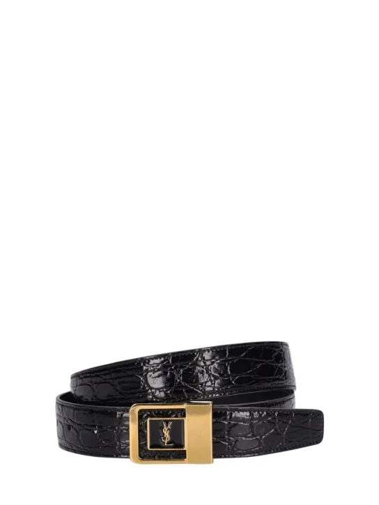 Saint Laurent   30mm Boucle La 66 embossed leather belt 