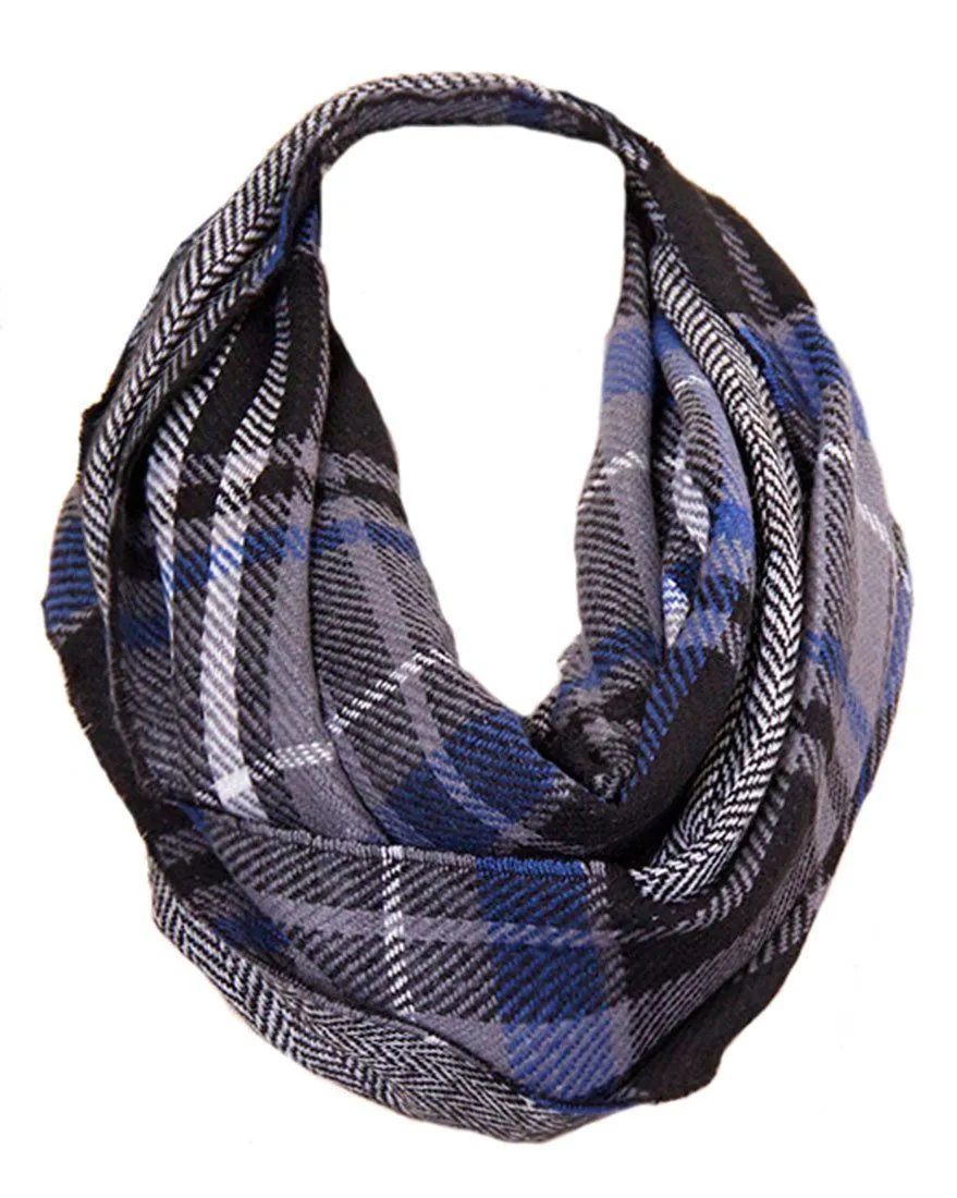 Soft Classic Checkered Plaid Infinity Loop Scarf