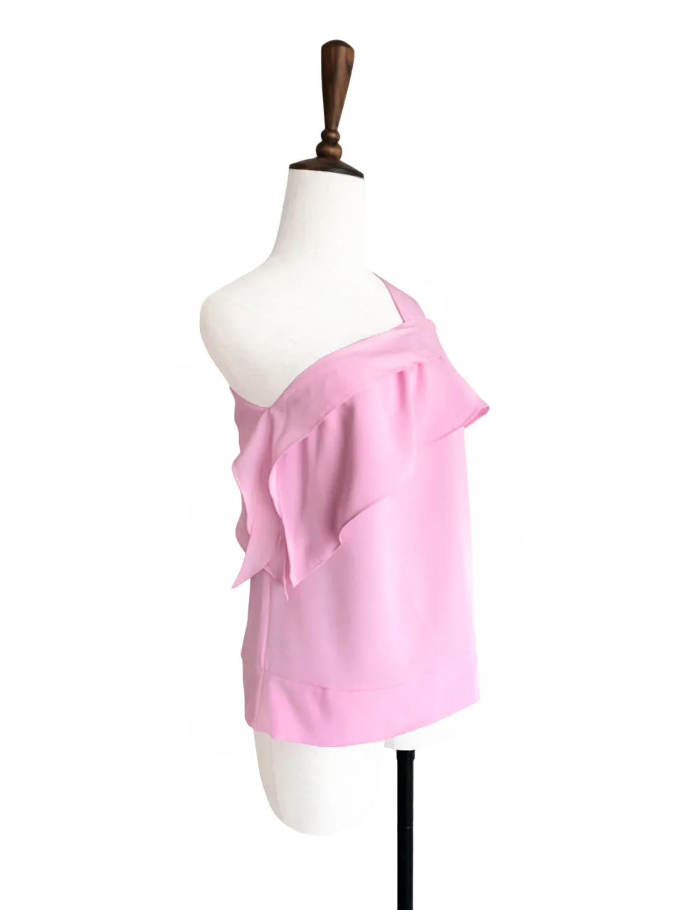 SPECIAL! Pink One-Shoulder Draped Ruffle Blouse