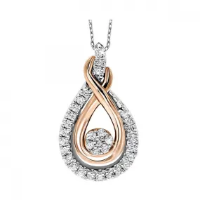 Teardrop Pendant in Sterling Silver and Rose Gold