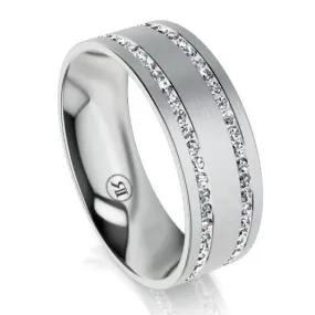 The Archibald Mens White Gold Ring with White Diamonds