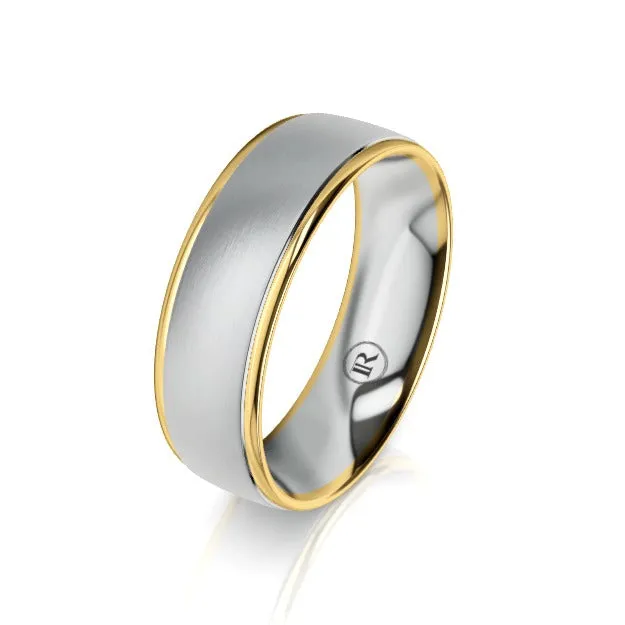 The Ashton White and Yellow Gold Edged Wedding Ring