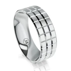 The Aspen White Gold Notched Wedding Ring