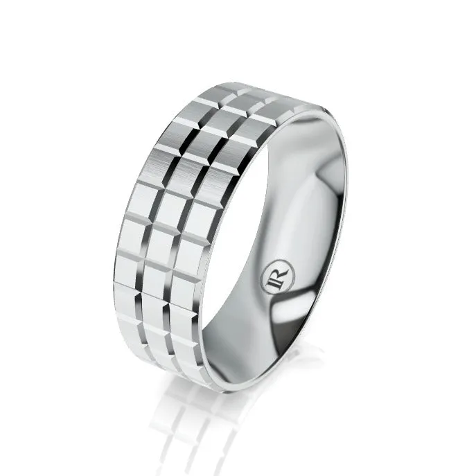 The Aspen White Gold Notched Wedding Ring