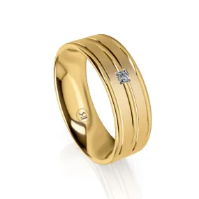 The Barrington Gold Diamond Mens Wedding Ring