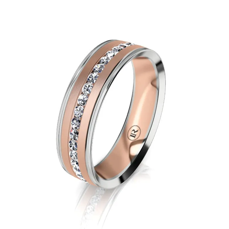 The Edison Two Tone White Gold Edge Diamond Mens Wedding Ring