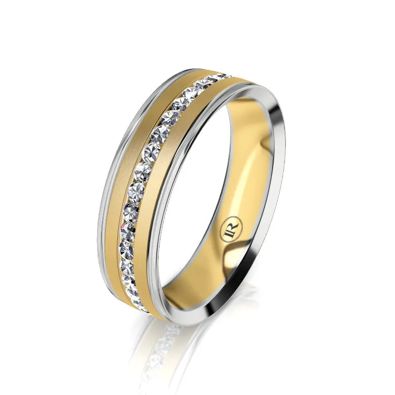 The Edison Two Tone White Gold Edge Diamond Mens Wedding Ring