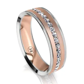 The Edison Two Tone White Gold Edge Diamond Mens Wedding Ring