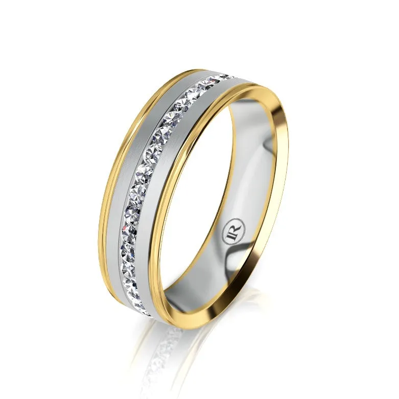 The Edison Two Tone White Gold Inner Diamond Mens Wedding Ring