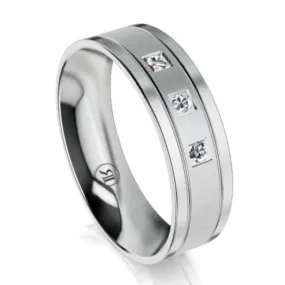 The Griffin White Gold Diamond Mens Wedding Ring