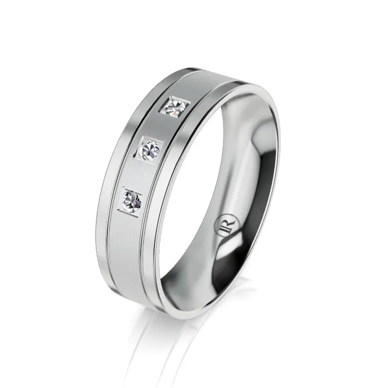 The Griffin White Gold Diamond Mens Wedding Ring