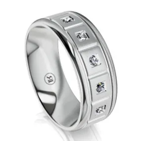 The Lancaster White Gold Diamond Mens Wedding Ring