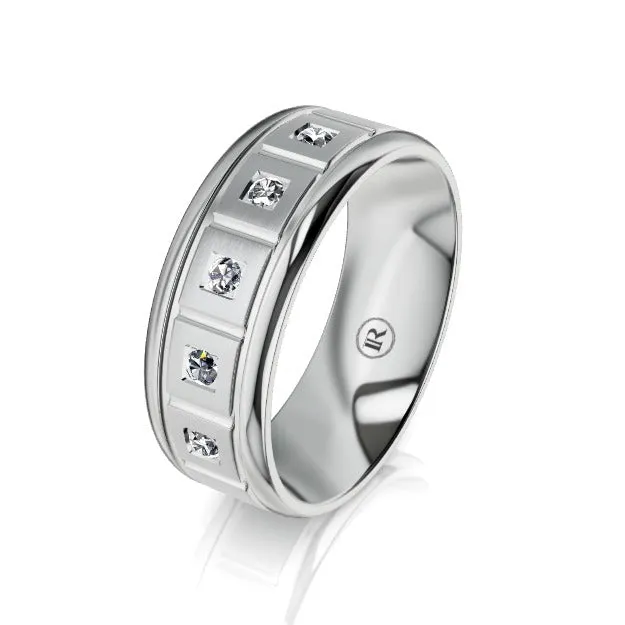 The Lancaster White Gold Diamond Mens Wedding Ring