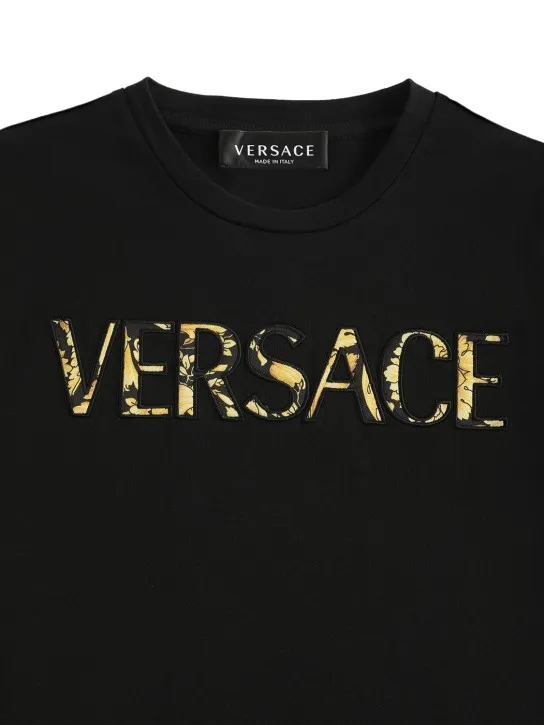 Versace   Logo embroidered cotton jersey t-shirt 