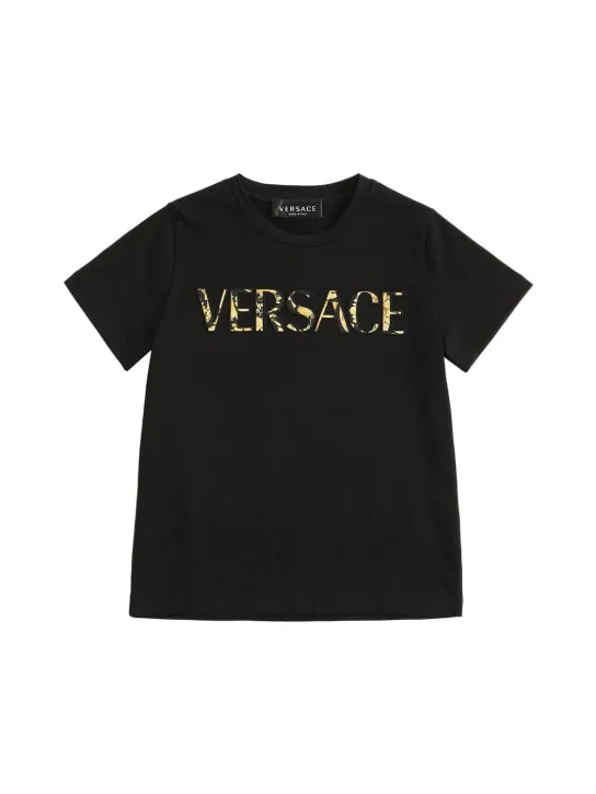 Versace   Logo embroidered cotton jersey t-shirt 