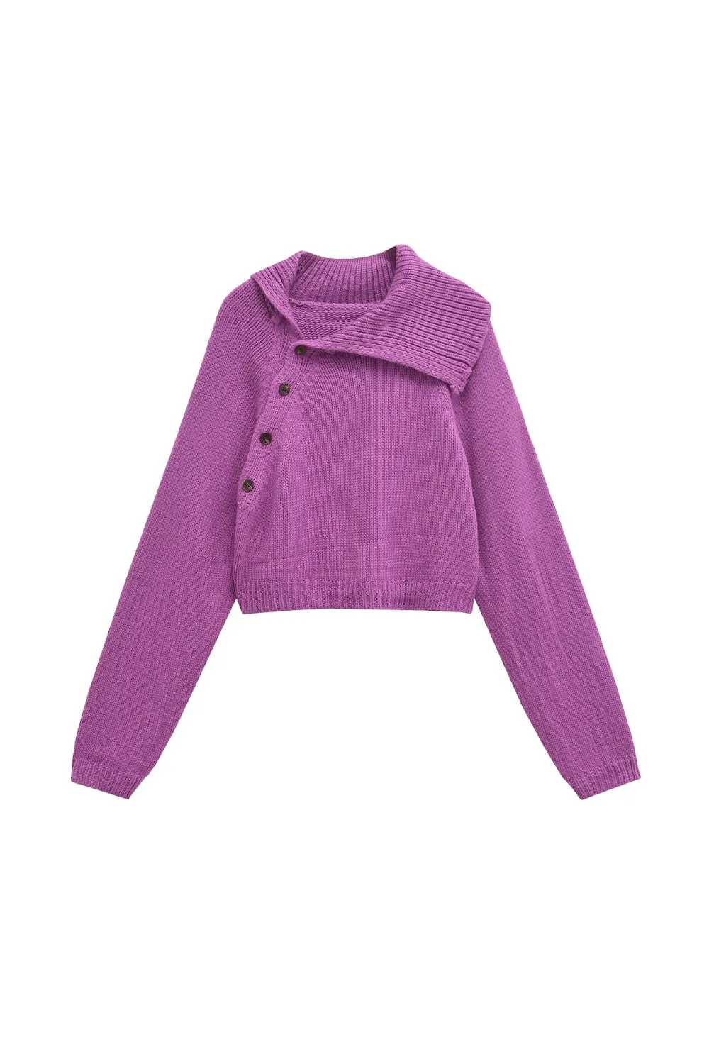 'Wally' Asymmetric Collar Knit with Long Sleeves