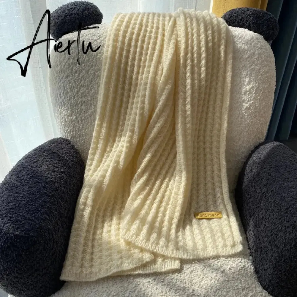 Winter Warm Knitted Scarves  Long Size Thickened Women Scarf Korean Casual Outdoors Thermal Men's Black Scarf Christmas Gifts