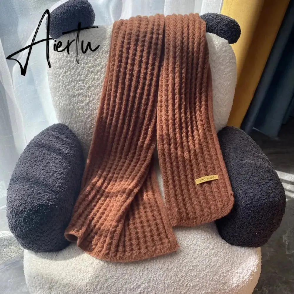 Winter Warm Knitted Scarves  Long Size Thickened Women Scarf Korean Casual Outdoors Thermal Men's Black Scarf Christmas Gifts