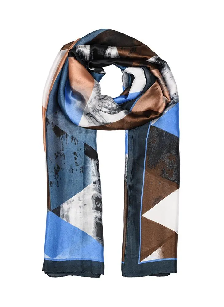 Women’s Abstract Geometric Print Silk-Like Lightweight Scarf