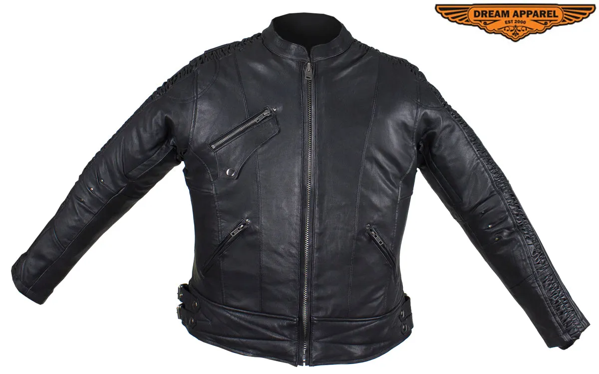 Women's Black Lambskin Jacket with Concealed Carry Pockets