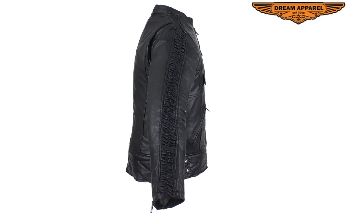 Women's Black Lambskin Jacket with Concealed Carry Pockets