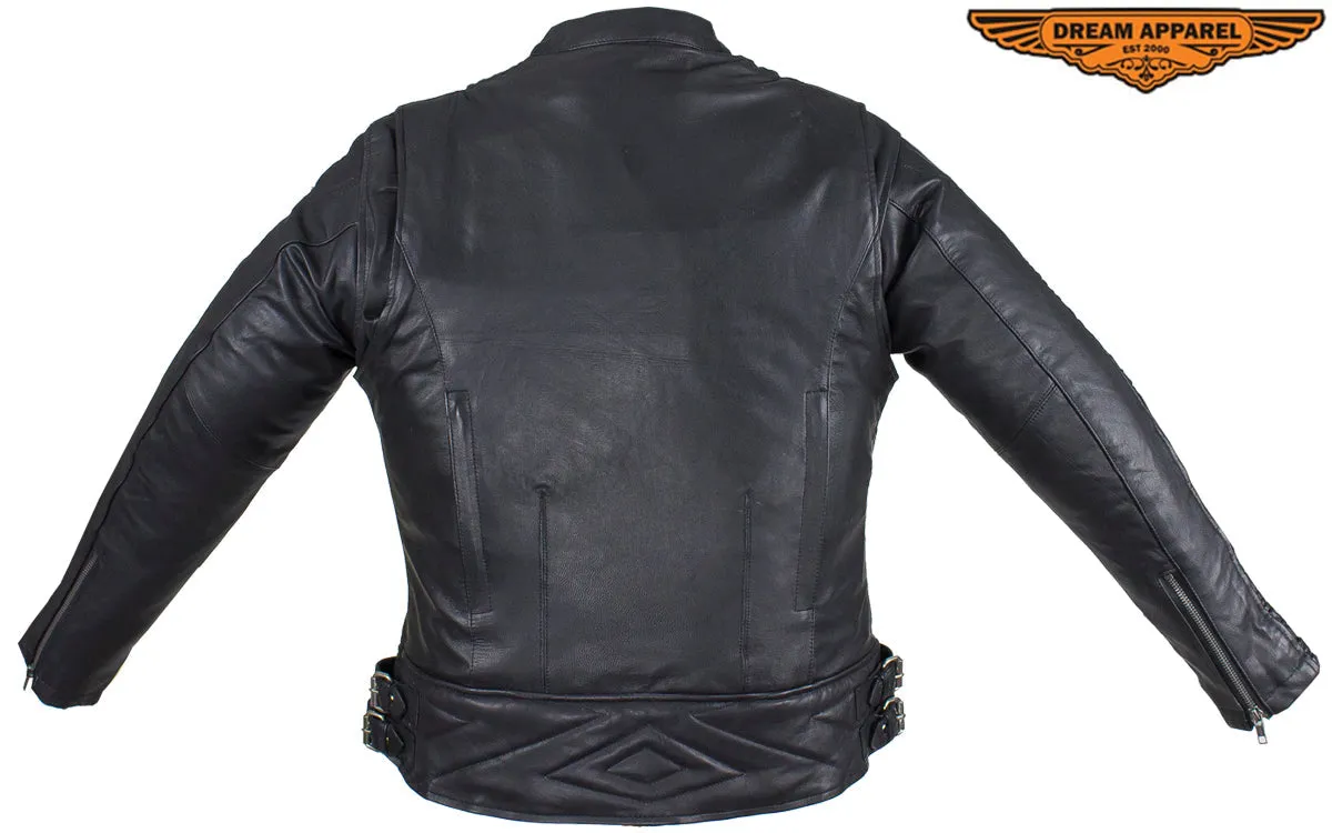 Women's Black Lambskin Jacket with Concealed Carry Pockets