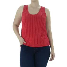 Women's Cable Knit Sleeveless Top,Red