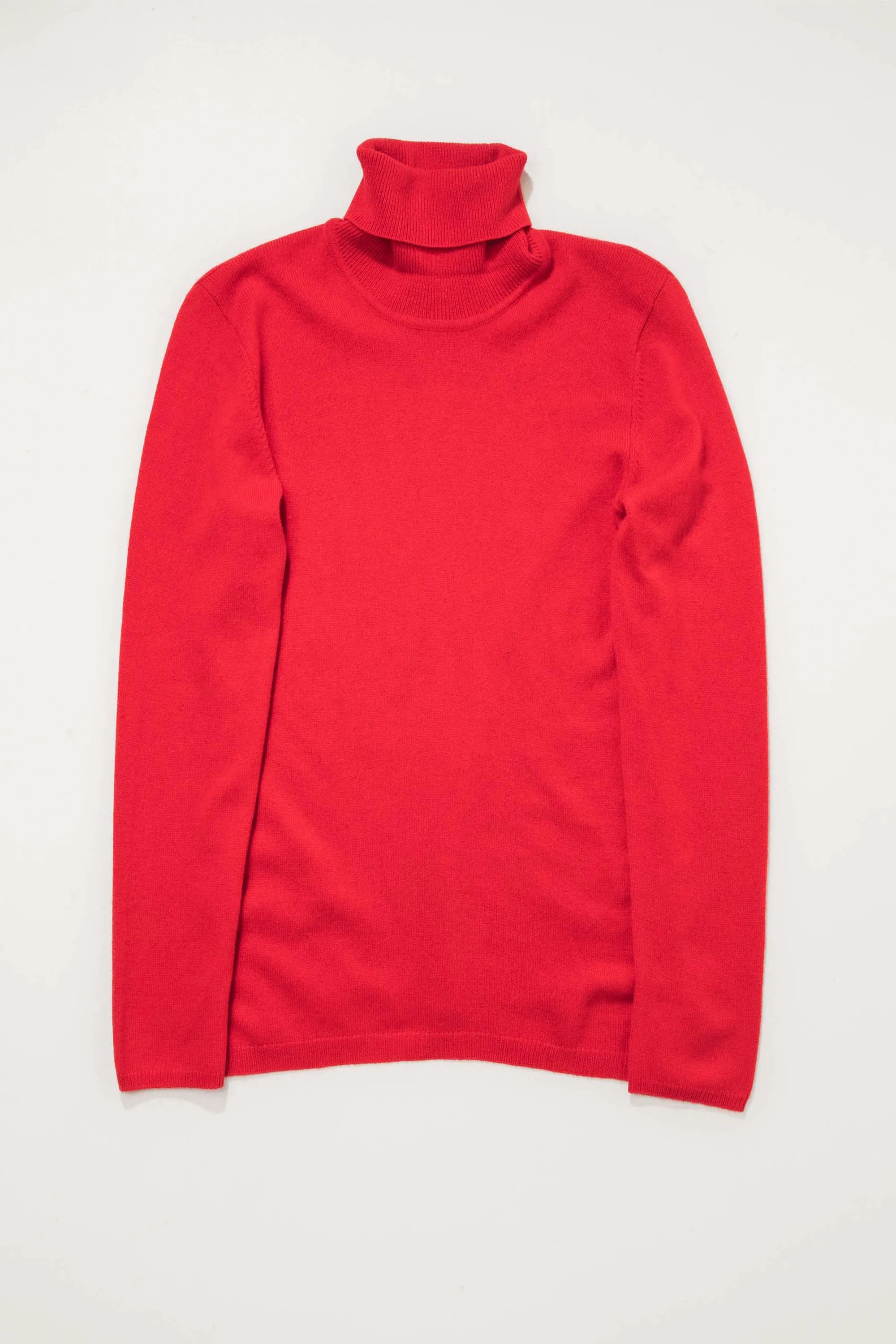 Women's Cashmere Polo Neck Jumper - Red