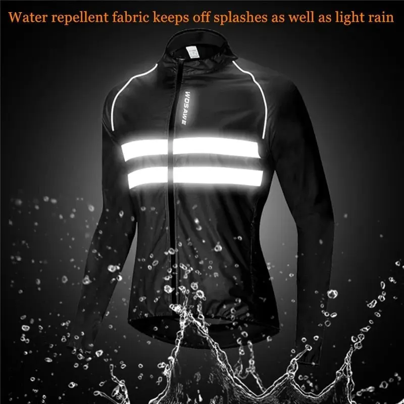 WOSAWE Ultralight Reflective Men Cycling Jacket Long Waterproof Windproof Road Mountain Bike MTB Jackets Bicycle Windbreaker