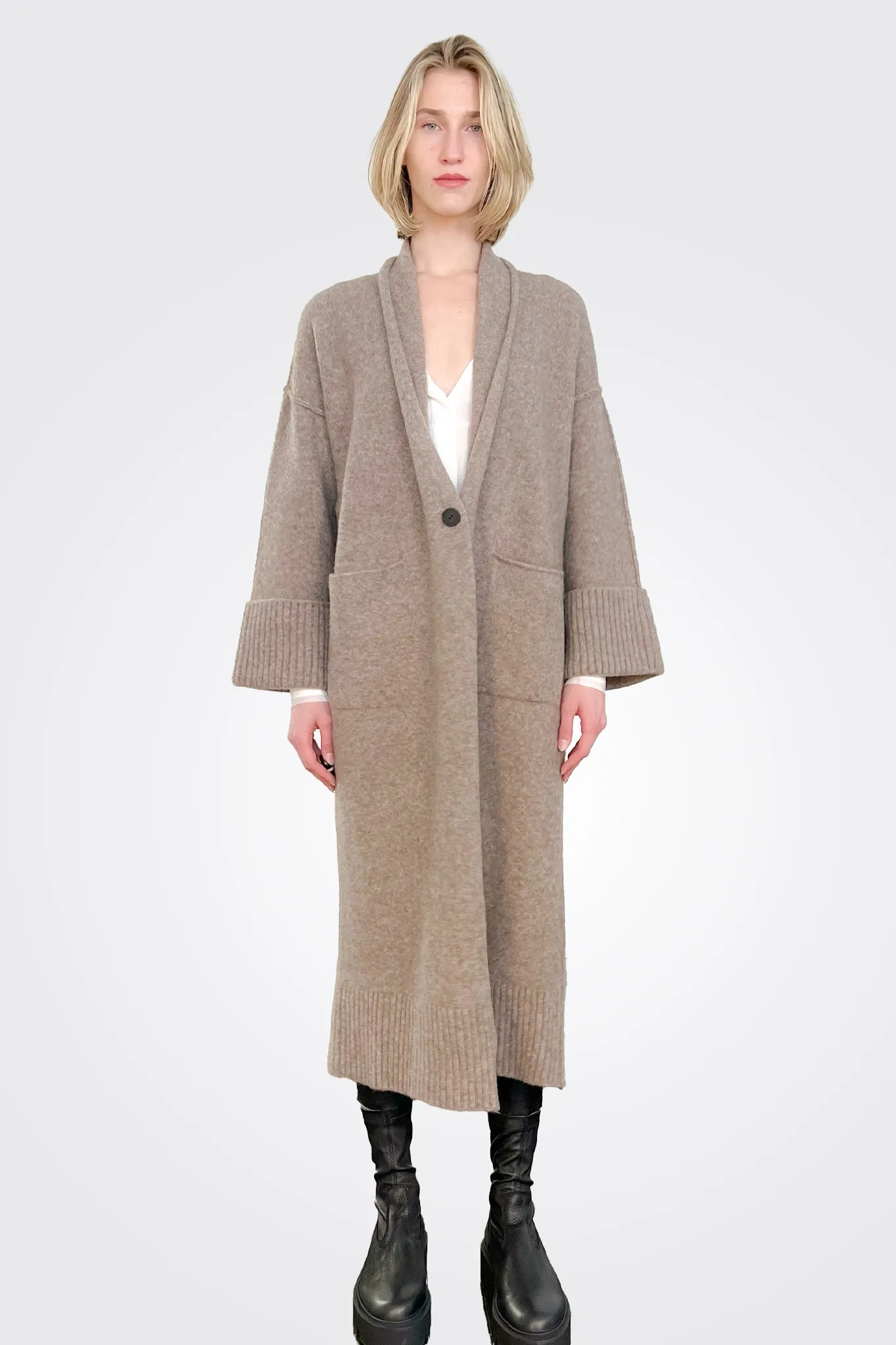 Yak Knit Coat - Taupe