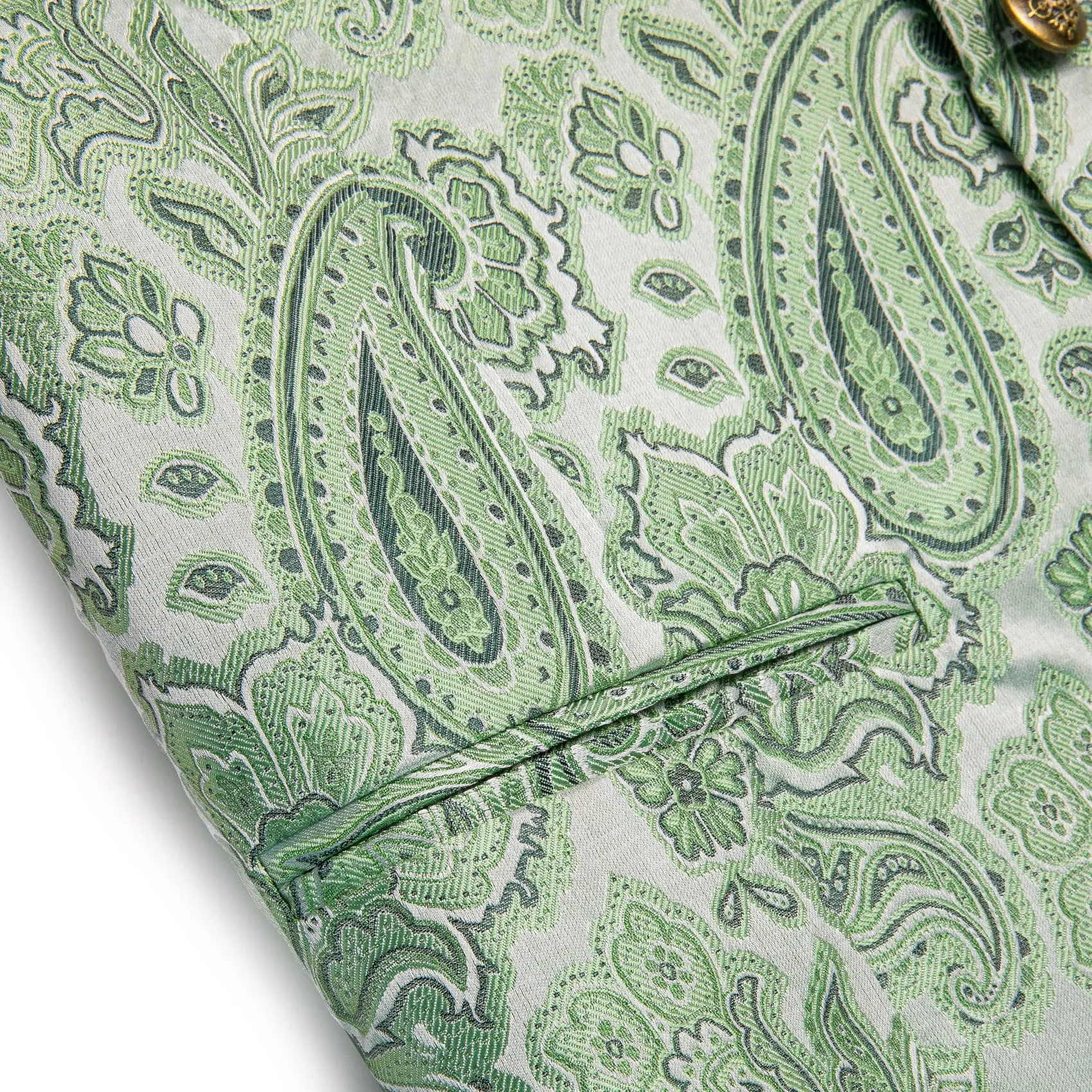 YourTies Light Green Waistcoat Silk Men's Paisley Wedding Vest Tie Set